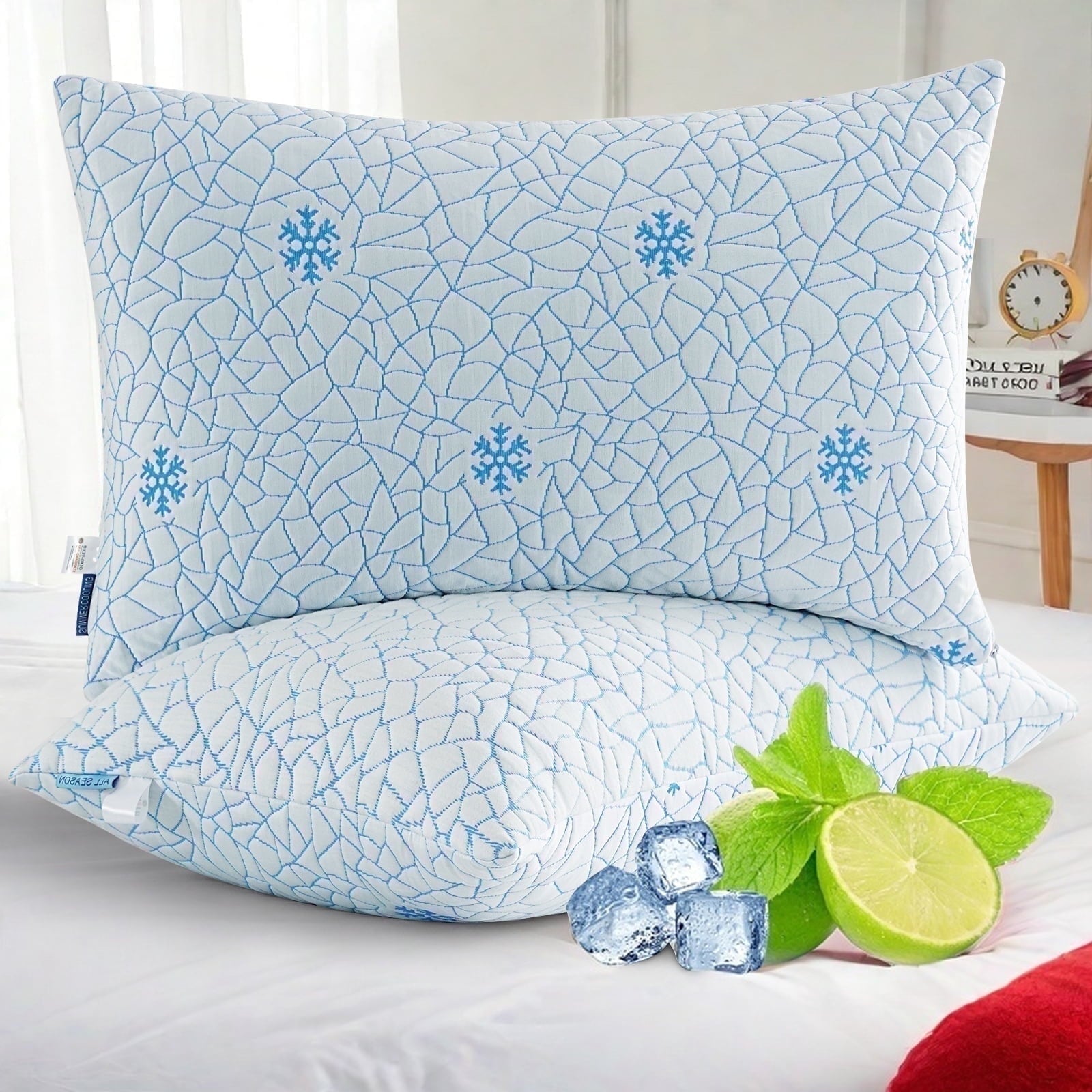 Ergonomic Memory Foam Cooling Memory Foam Queen Pillows Set of 2,Adjustable Support & Heat Dissipation Tech for Side,Back,Stomach & Hot Sle... - Decorative Throw Pillow Cushion for Sofa & Bed - Default Title