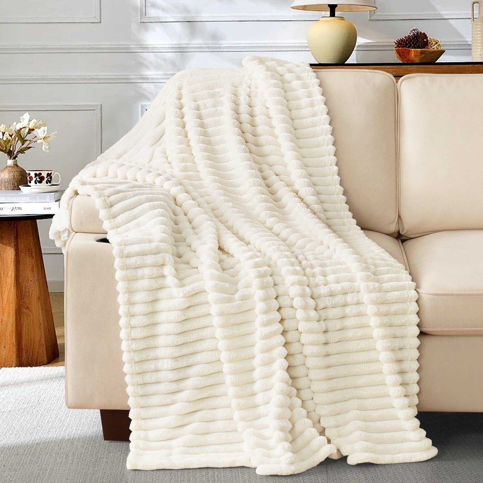 Cozy Fleece White Fleece Throw Blanket for Couch, Super Soft Cozy Blankets and Throws, Decorative Fleece Blankets for Women Men G... - Lightweight Plush Warm Blanket for All Seasons - Default Title