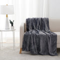 Decorative Knitted Plush Heathered Soft Oversized Throw Blanket, Gray - Cozy Fleece Throw Blanket for Couch & Bed - Default Title