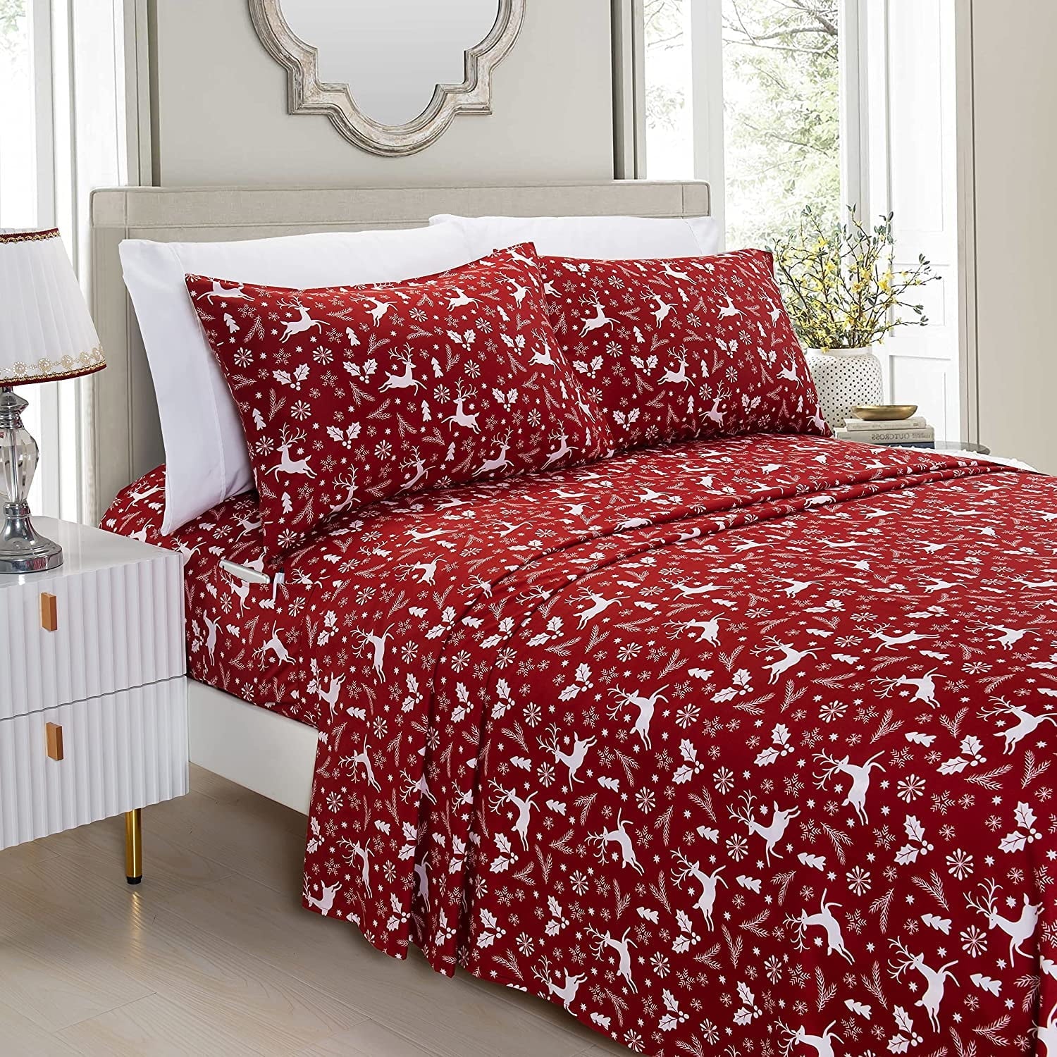 Premium Egyptian Cotton Luxury Soft Bed Sheets Holiday Pattern 1500 Thread Count Percale Egyptian Quality Softness Wrinkle and Fade Resistant... - Luxury Bed Sheet Set with Deep Pockets - Default Title