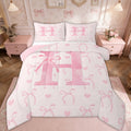Heavyweight Warmth Kawaii Bowknot Bedding Sets Full with Comforter, Initial H Duvet Insert, Romantic Initial A-Z Decor, Reversible - Hypoallergenic Ultra-Fluffy Quilt for Winter - Default Title