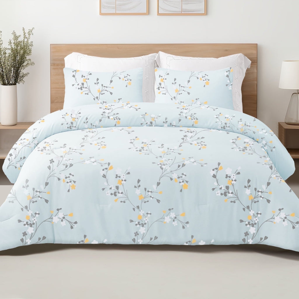 Luxurious Quilted 3-Piece Floral King Size Comforter Set, Microfiber Bedding Down Alternative Comforter for All Seasons with 2 Pillow S... - Hypoallergenic Ultra-Fluffy Quilt for Winter - Default Title
