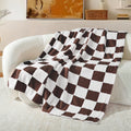 Lightweight Warm Checkered Throw Blanket, Super Soft and Warm Fluffy Fleece Blanket for Couch, Sofa, Bed, Cute Plaid Pattern, Coffee, ... - Luxury Knitted Decorative Throw Blanket with Fringes - Default Title
