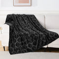 Reversible Sherpa Fleece Throw Blanket for Couch, Leaves Pattern Super Soft and Cozy Blankets, Plush Fuzzy Lightweight, Black, 50"x60" - Super Soft Reversible Sherpa Flannel Blanket - Default Title