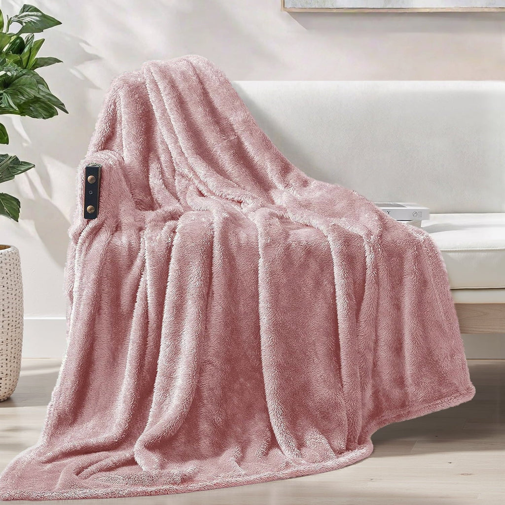 Super Soft Flannel Plush Fuzzy Large Fleece Throw Blanket (50" x 70", Dusty Pink)- Soft, Warm and Lightweight - Super Soft Reversible Sherpa Flannel Blanket - Default Title