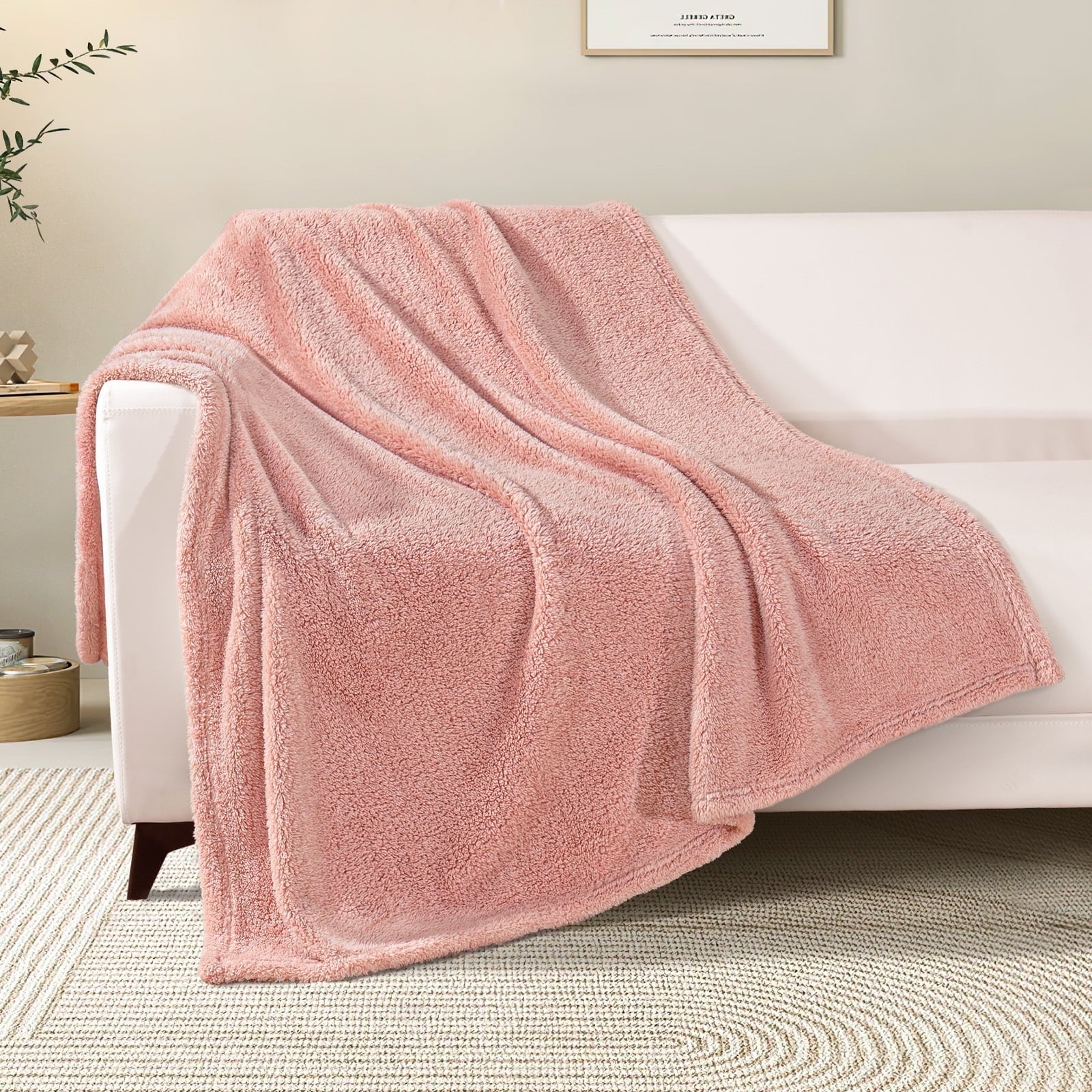 Cozy Fleece Soft Fleece Throw Blanket for Couch, Super Soft Velvet Plush Bed Blanket, 50x60 Inches, Pink - Super Soft Reversible Sherpa Flannel Blanket - Default Title