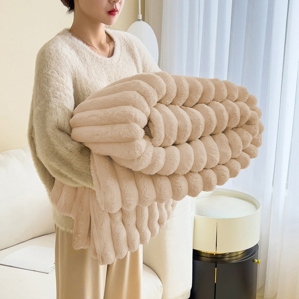 Lightweight Warm Extra Large Throw Blanket for Couch Home Office Hotel 100% Cotton Super Soft Blanket for Adult 47"x70" Khaki - Luxury Knitted Decorative Throw Blanket with Fringes - Default Title