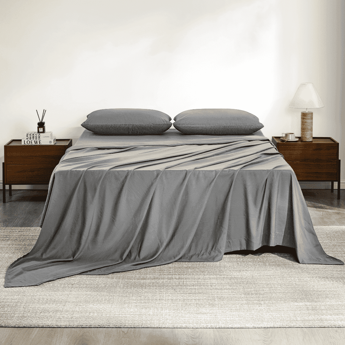 Wrinkle-Resistant Full Size Bed Sheets, 4 Piece Sheets 14” Deep Pocket Sheet & Pillowcase Sets Soft Microfiber Luxury Bedding Fitted Sh... - Premium Ultra-Soft Pillowcase Pair for Sleeping - Default Title