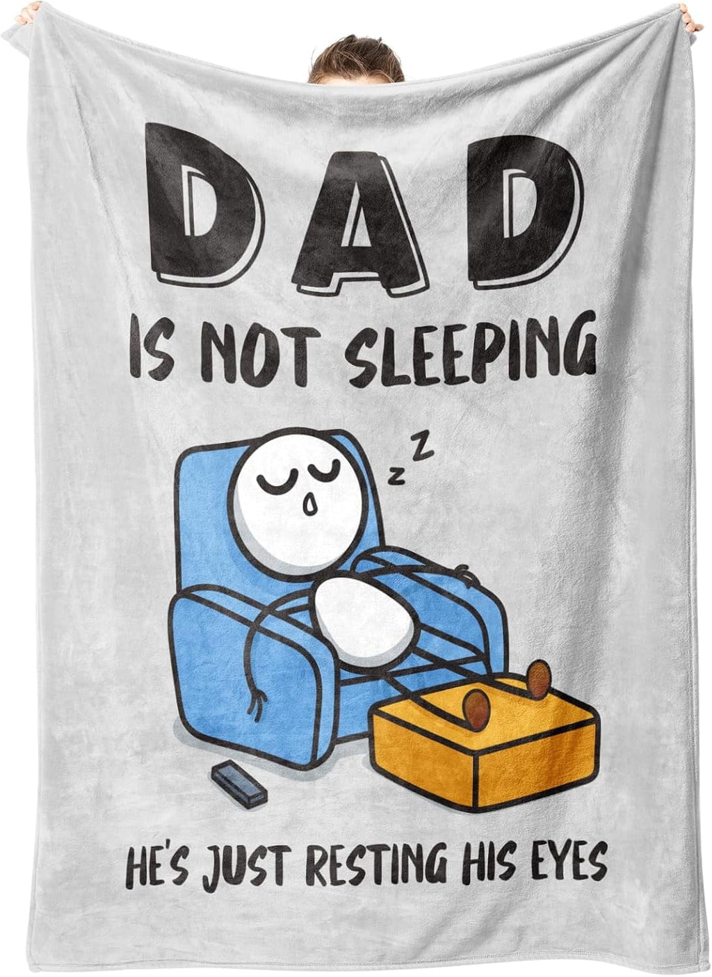 Reversible Sherpa Funny Fathers Day Dad Gifts , Dads Birthday Gifts, Dad is Not Sleeping Blanket, Super Soft Throws Blanket for Napping - Cozy Fleece Throw Blanket for Couch & Bed - Default Title