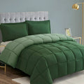 Luxurious Quilted Light Weight Down Alternative Comforter Set, Queen, Green, Reversible - Luxurious Quilted Duvet Cover Set - Default Title