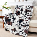Super Soft Flannel Cow Print Double Sided Faux Fur Throw Blanket, Soft Cozy Fuzzy Black and White Throw, 50x60 inches - Super Soft Reversible Sherpa Flannel Blanket - Default Title