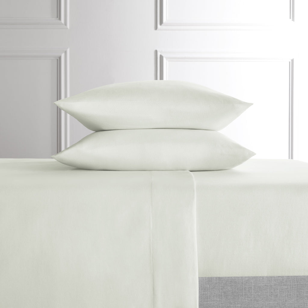 Ultra-Soft 4-Piece White Lyocell & Linen Blend Percale Bed Sheet Set, Queen - Luxury Bed Sheet Set with Deep Pockets - Default Title