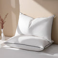 Decorative Plump Feather Down Pillows Set of 2, Medium Firm Hotel Bed Pillow 2 Pack, Queen Size, 20 x 30 in. - Ergonomic Memory Foam Pillow for Neck Pain Support - Default Title