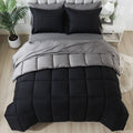 Luxurious Quilted Queen Size 7 Piece Comforter Set | Bed in a Bag for Unisex Adult | Black/Gray - Luxurious Quilted Duvet Cover Set - Default Title