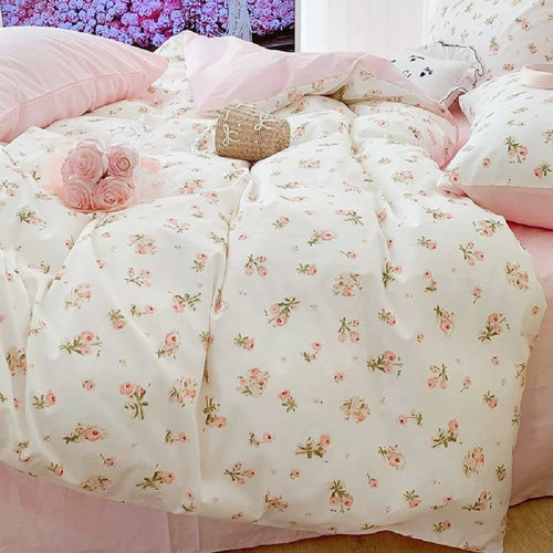 All-Season Pink loyalty Floral Comforter Queen Sets, 3 Pieces Chic Botanical Pink White Floral Reversible Comforter for All Season - Cloud-Like Soft Lightweight Bed Comforter - Default Title