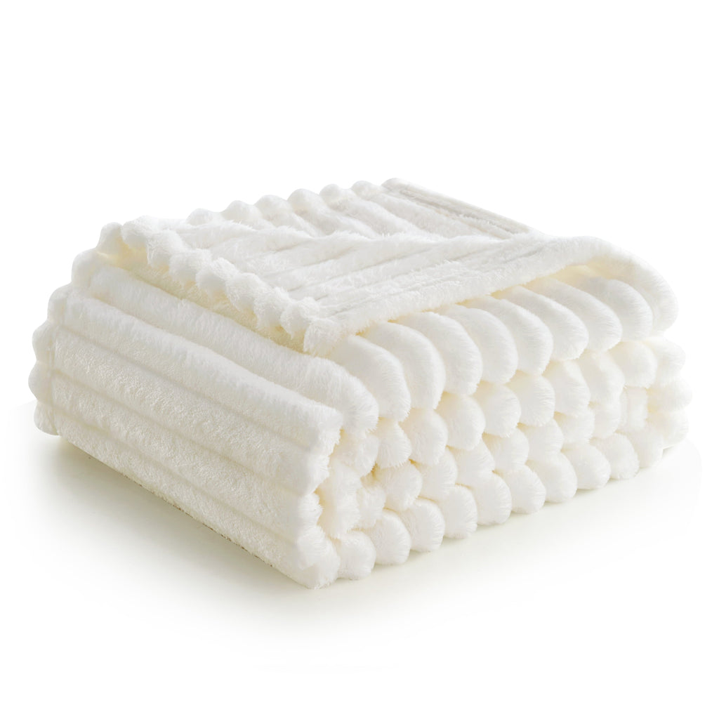 Super Soft Flannel Throw Blanket for Couch,Bed,Sofa,White Flannel Blanket,Soft Throw Blanket ,Gifts for Women Mom Girls,Throw Home Room ... - Luxury Knitted Decorative Throw Blanket with Fringes - Default Title