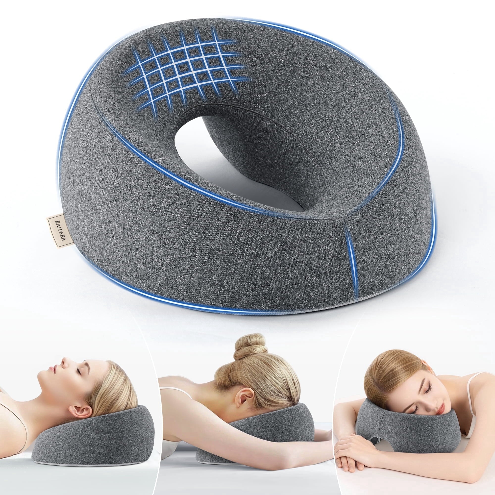 Hotel Collection Face Down Pillow Massage Headrest for Bed, Memory Foam Pillow Face Cradle Support for Stomach Sleepers, Eye Post-Surg... - Ergonomic Memory Foam Pillow for Neck Pain Support - Default Title
