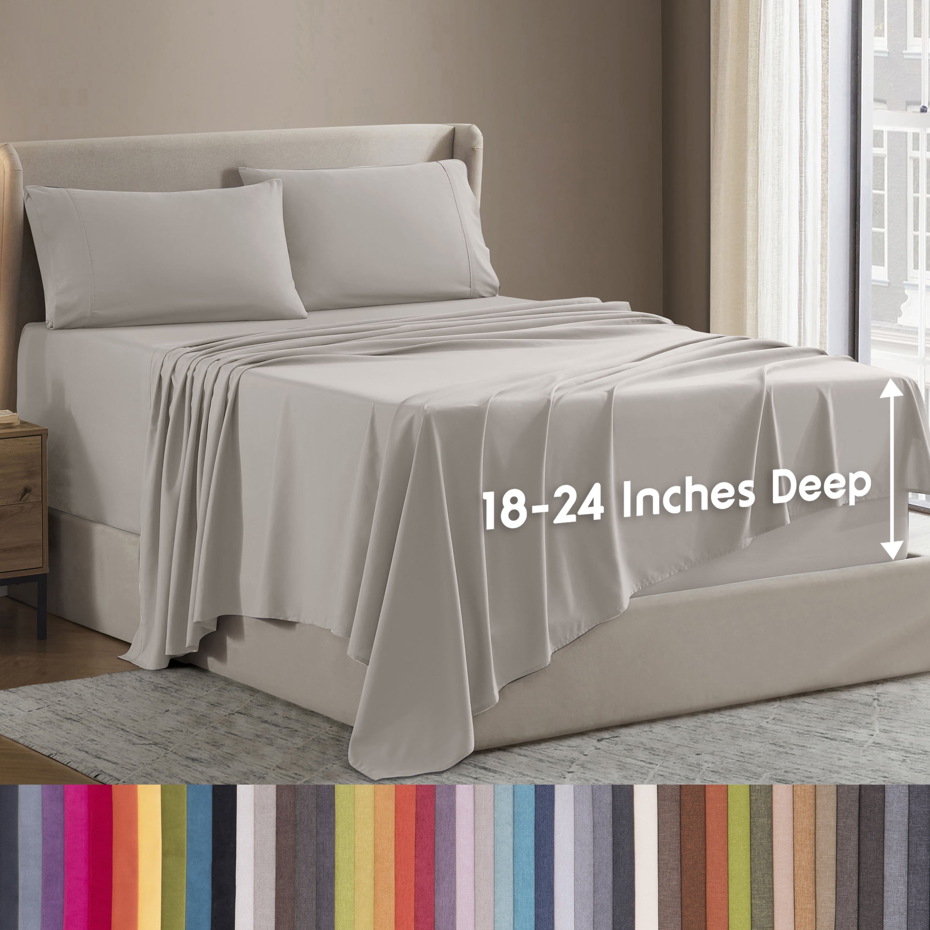 Ultra-Soft Extra Deep Pocket Full Sheets Set, 4 Piece, Fits 18"-24" Mattress, Breathable & Extra Soft Bed Sheets, Linen - Premium Ultra-Soft Pillowcase Pair for Sleeping - Default Title