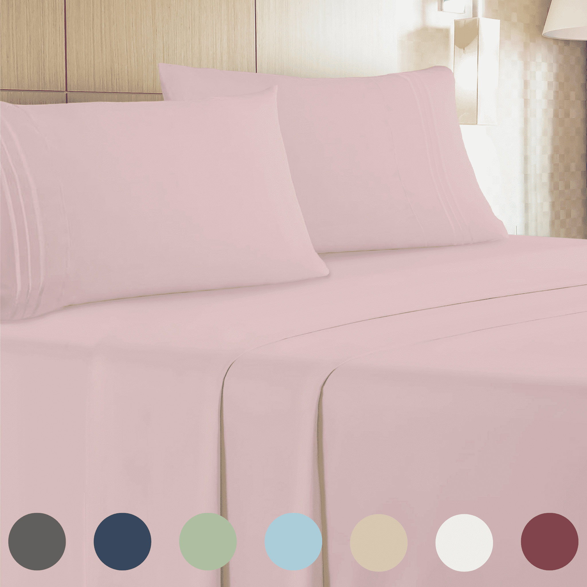 Premium Egyptian Cotton 4-Piece Full Pink Sheet Set - Cooling, Wrinkle-Free - Premium Ultra-Soft Pillowcase Pair for Sleeping - Default Title