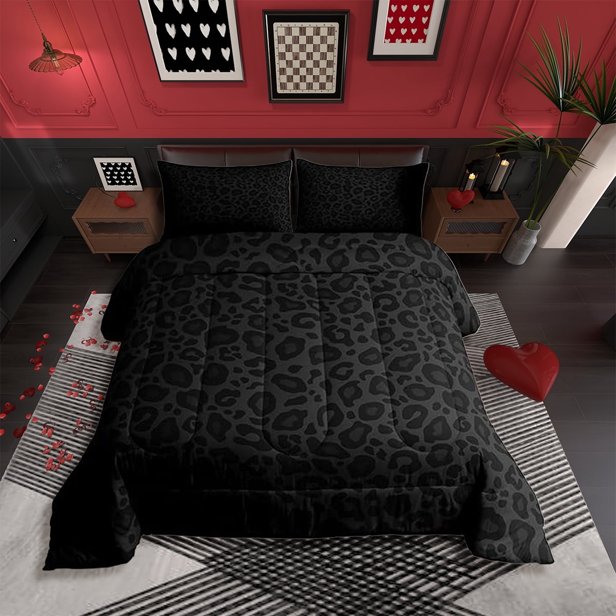 All-Season Leopard Print Comforter Set Full Size,Abstract Cheetah Texture Bedding Set,Women Room Decor,Rustic Farmhouse Retro Do... - Cloud-Like Soft Lightweight Bed Comforter - Default Title