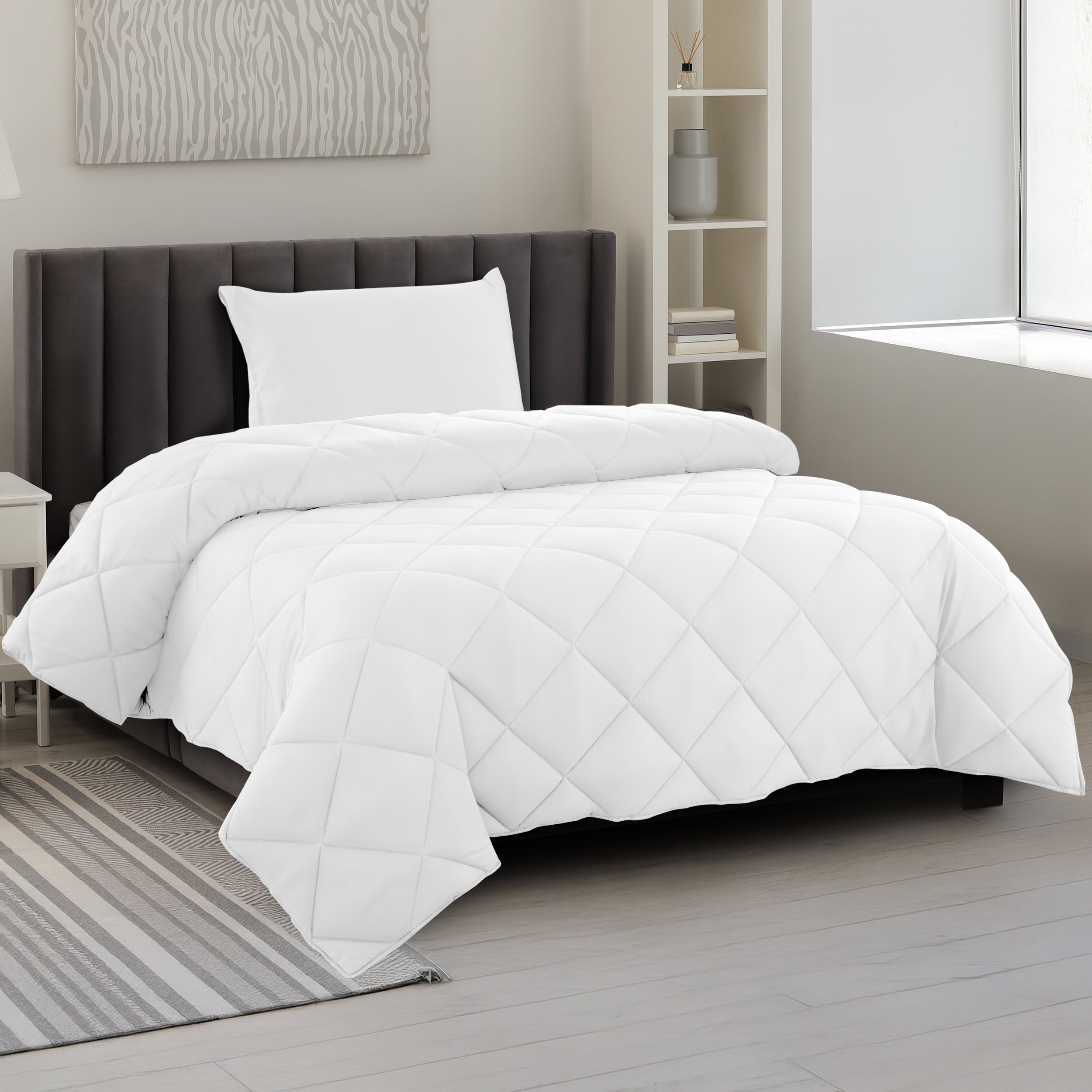 Hypoallergenic Cloud Lux Decor All-Season Comforter Sets Twin Size 2 PC, Reversible Bedding Set with Diamond Quilted Design Comforter and ... - Hypoallergenic Ultra-Fluffy Quilt for Winter - Default Title