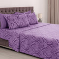 Ultra-Soft Paisley Printed Queen Bed Sheets Set, Microfiber 6 Piece Bedding Set - Purple - Breathable Egyptian Cotton Flat & Fitted Sheets - Default Title