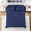 Breathable Luxury Queen Bed Sheets Set, 6 Pc Microfiber Bed Sheets, Extra Deep Pocket Queen Fitted Sheet, Flat Sheet & Pillowcases, Nav... - Breathable Egyptian Cotton Flat & Fitted Sheets - Default Title