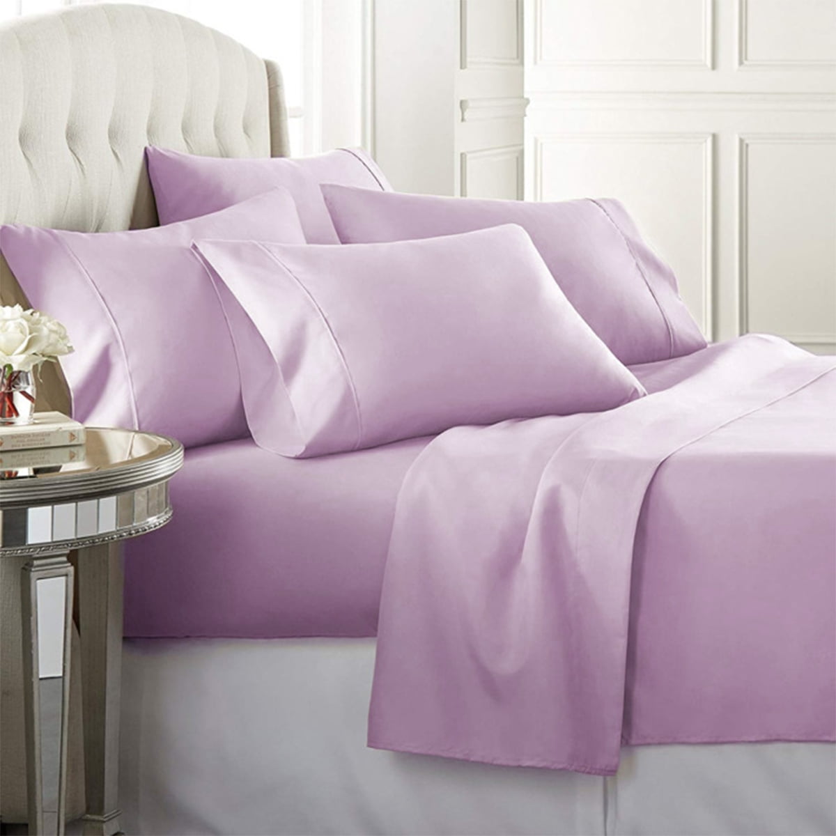 Breathable Luxury Super-Soft 1600 Series Double-Brushed 3 Pcs Bed Sheets Set (Twin, Lilac) - Cooling Hotel Quality Bedding Sheets and Pillowcases - Default Title
