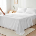Breathable Luxury 100% Cotton Sheets For Queen Size Bed - Luxury 400 Thread Count Queen Sheet Set, 4 Piece Sateen Weave Queen White Cot... - Premium Ultra-Soft Pillowcase Pair for Sleeping - Default Title