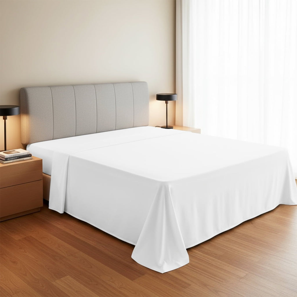 Cooling Sateen 100% Organic Cotton Percale Flat Sheet Twin Size - 1 PC Flat Sheet, White - Crisp, Cool and Strong Bed Linen, Top She... - Cooling Hotel Quality Bedding Sheets and Pillowcases - Default Title