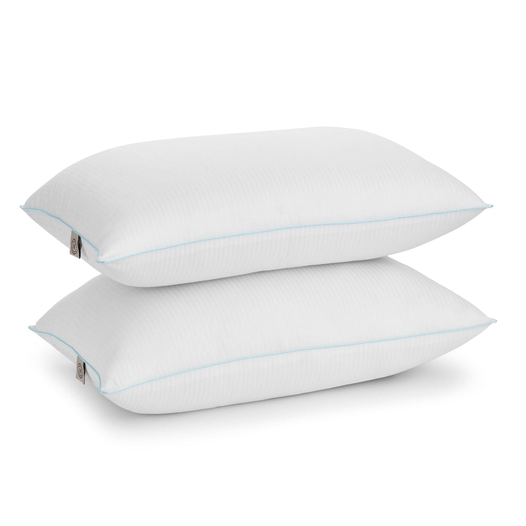 Ergonomic Memory Foam Classic Stripe Bed Pillows Standard / Queen Size Set Of 2, Enhanced Loft Plush Pillow for All Sleep Positions, 20" x ... - Ergonomic Memory Foam Pillow for Neck Pain Support - Default Title