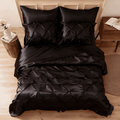 All-Season Satin Comforter Set 7 Pieces Queen Size - Luxurious Pinch Pleat Bed in a Bag with Satin Comforter, Satin Sheets, Sati... - Hypoallergenic Ultra-Fluffy Quilt for Winter - Default Title