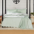 Hypoallergenic Cloud Full/Queen Comforter Set, All-Season, 5-Piece, Sage Pick Stitch Scallop - Luxurious Quilted Duvet Cover Set - Default Title