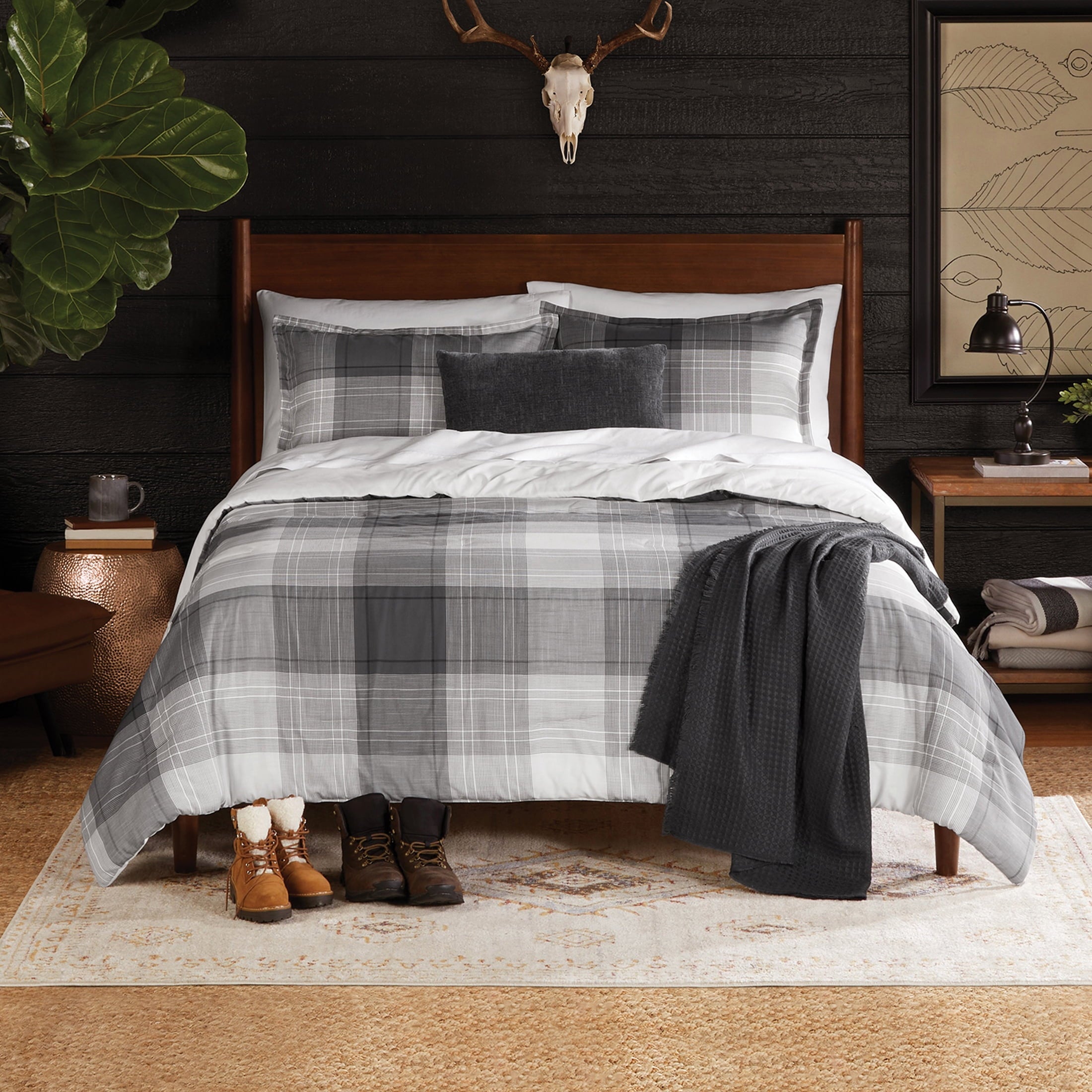 Heavyweight Warmth Full/Queen Comforter Set, All-Season, 5-Piece, Grey Plaid - Cloud-Like Soft Lightweight Bed Comforter - Default Title