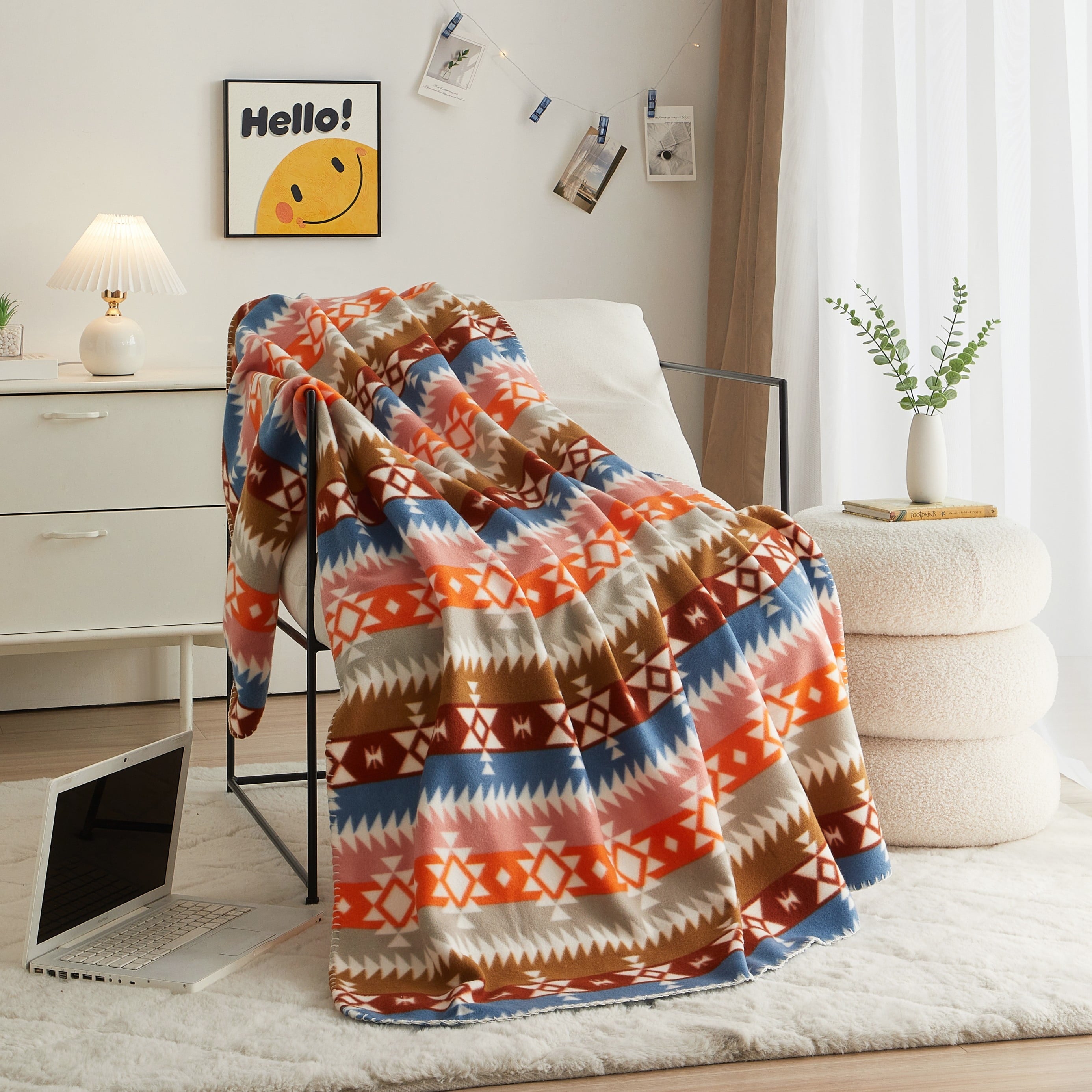 Lightweight Warm Stripe Fleece Throw - Lightweight Plush Warm Blanket for All Seasons - Default Title