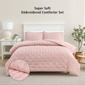 Hypoallergenic Cloud Full/Queen Comforter Set, Super Soft & Embroidered, 3-Piece, Pink - Luxurious Quilted Duvet Cover Set - Default Title