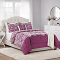 Hypoallergenic Cloud 5-Piece Jacquard Comforter Set with Decor Pillow and Throw Purple Flocking Embroidery Bedding Set, Full/Queen - Hypoallergenic Ultra-Fluffy Quilt for Winter - Default Title
