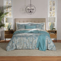 Luxurious Quilted Full/Queen Comforter Set, All-Season, 5-Piece, Teal Jacquard Medallion - All-Season Down Alternative Comforter Insert - Default Title
