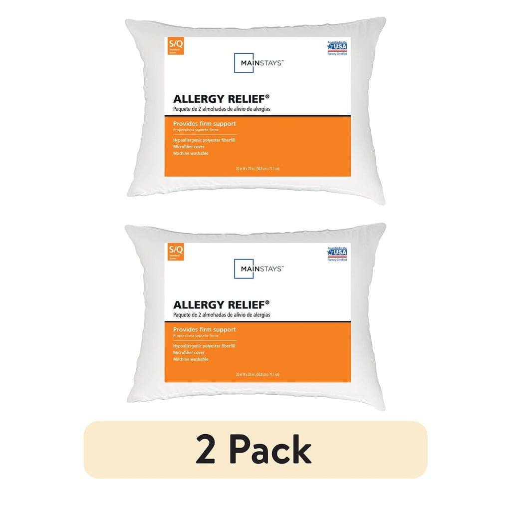 Hotel Collection Allergy Relief Bed Pillows, Standard/Queen - Firm Support, Back and Side Sleeper (2 Count) - Orthopedic Shredded Foam Bed Pillow Set - Default Title