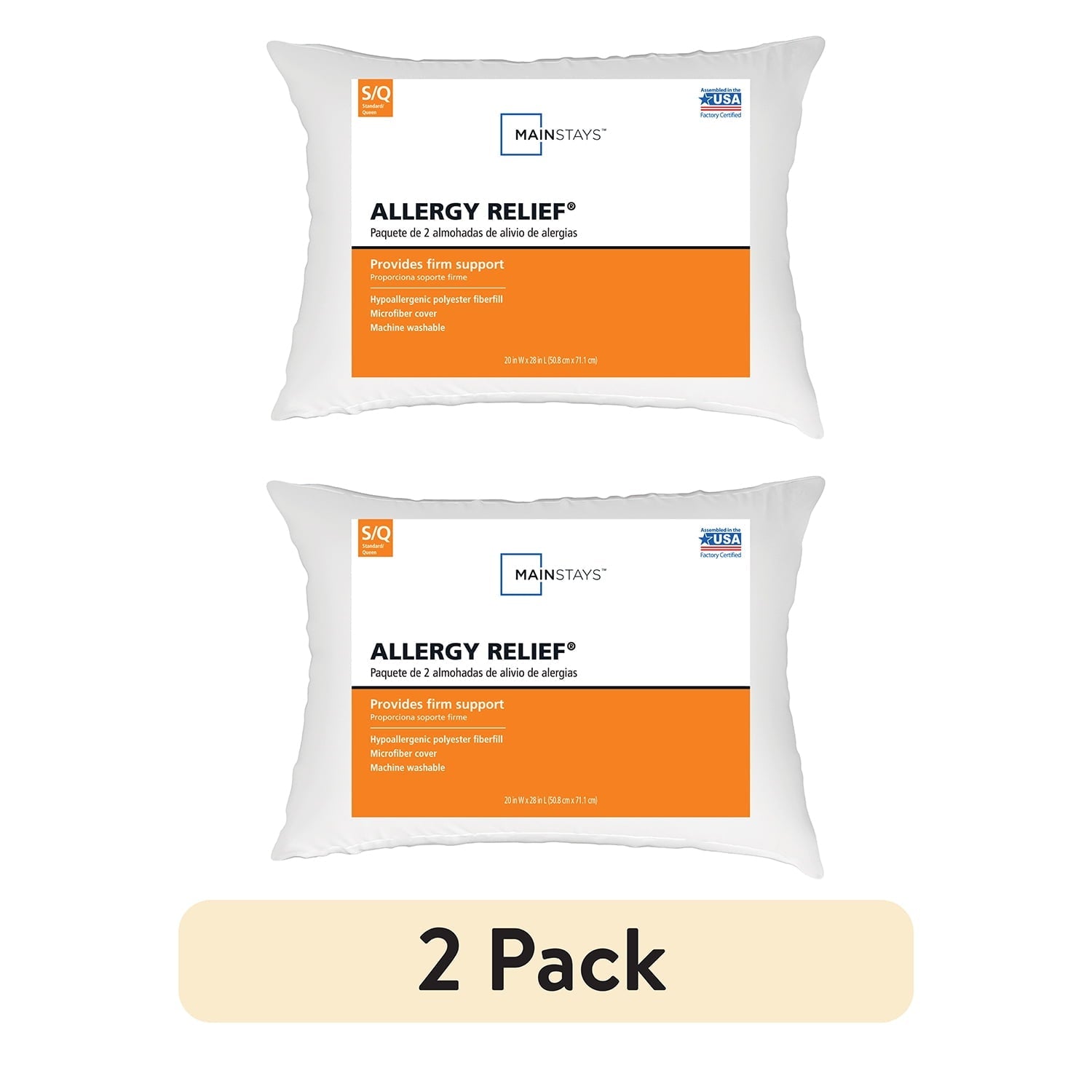Hotel Collection Allergy Relief Bed Pillows, Standard/Queen - Firm Support, Back and Side Sleeper (2 Count) - Orthopedic Shredded Foam Bed Pillow Set - Default Title