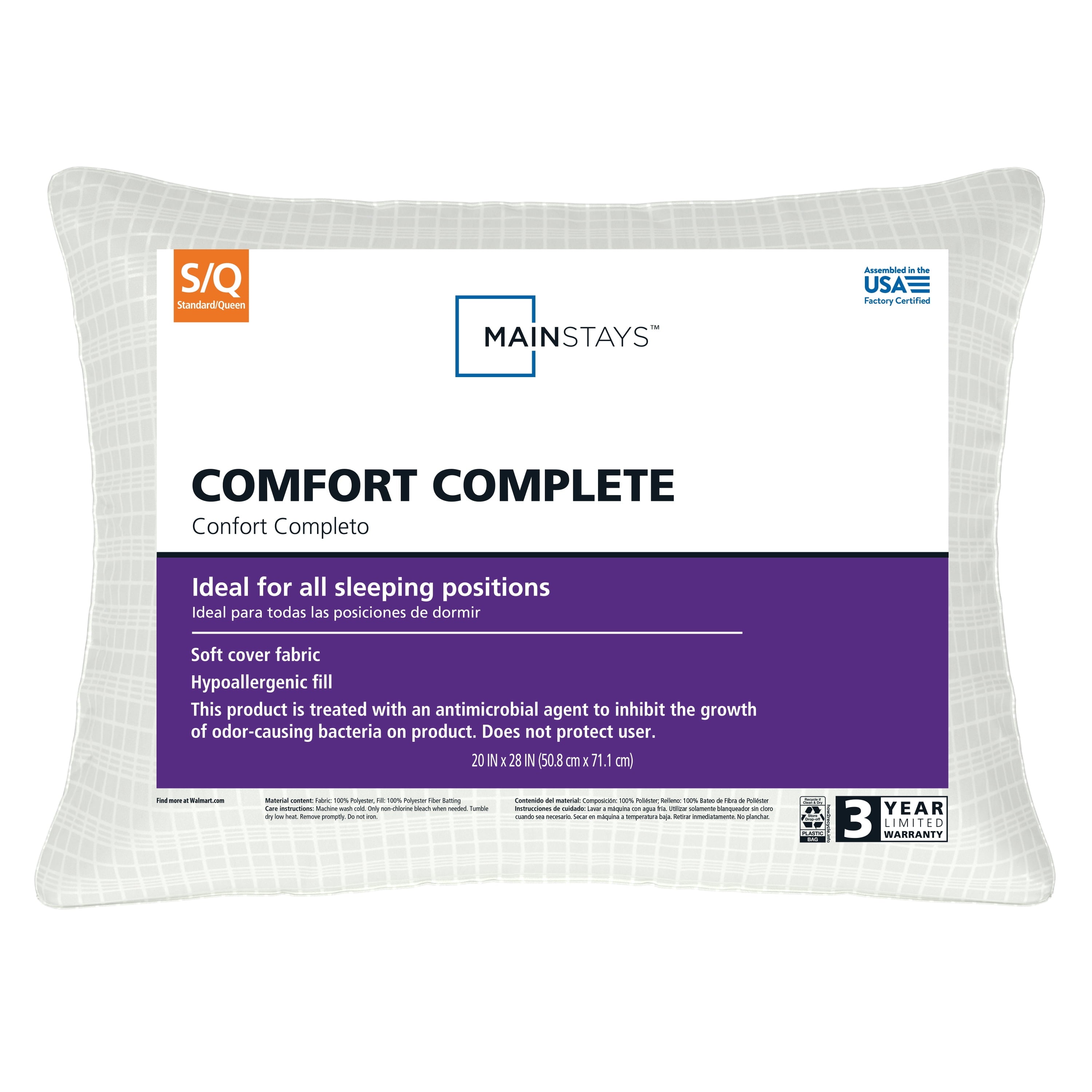 Decorative Plump Comfort Complete Bed Pillow, Standard/Queen, White- All Positions Antimicrobial - Orthopedic Shredded Foam Bed Pillow Set - Default Title