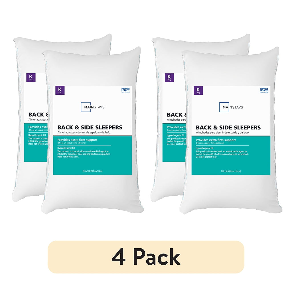 Fluffy Shredded Back & Side Sleeper Bed Pillow, King - Extra Firm Support (4 Pack) - Decorative Throw Pillow Cushion for Sofa & Bed - Default Title