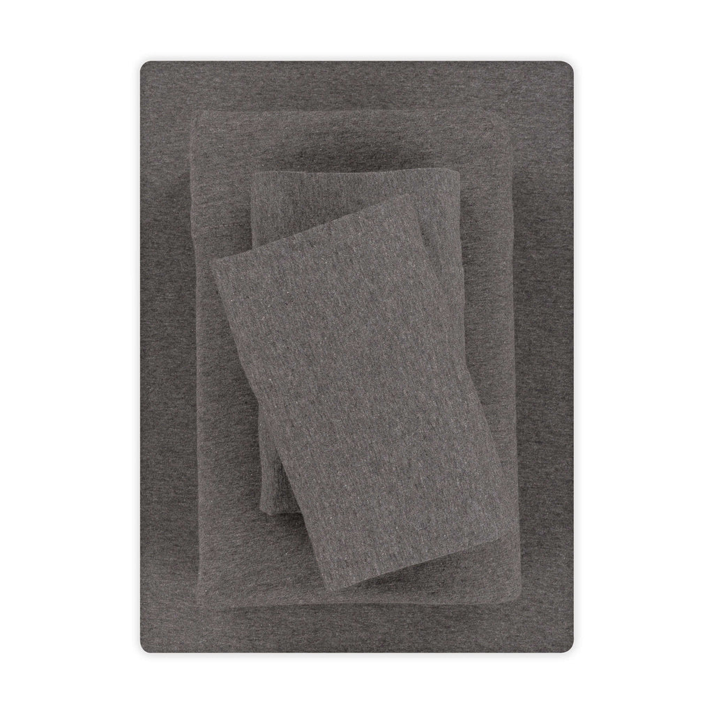 Wrinkle-Resistant Cotton Rich Extra Soft Jersey Bed Sheet Set, Queen, Charcoal, 4 Pieces - Cooling Hotel Quality Bedding Sheets and Pillowcases - Default Title