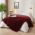 Super Soft Flannel Cozy Faux Fur Super Soft luxury Blanket, Full/Queen, Luscious Merlot - Lightweight Plush Warm Blanket for All Seasons - Default Title