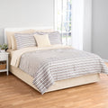 Hypoallergenic Cloud Soft Touch Bed in a Bag 11-Piece Reversible Tan & Black Striped Comforter Set with Sheets, Queen - Luxurious Quilted Duvet Cover Set - Default Title