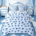 Luxurious Quilted Cute Bowknot Twin Bedding Sets 7-Piece,Girls Ribbon Bow Bedding Comforter Set,Dreamy Blue Sheet Sets For Girls,Super ... - All-Season Down Alternative Comforter Insert - Default Title