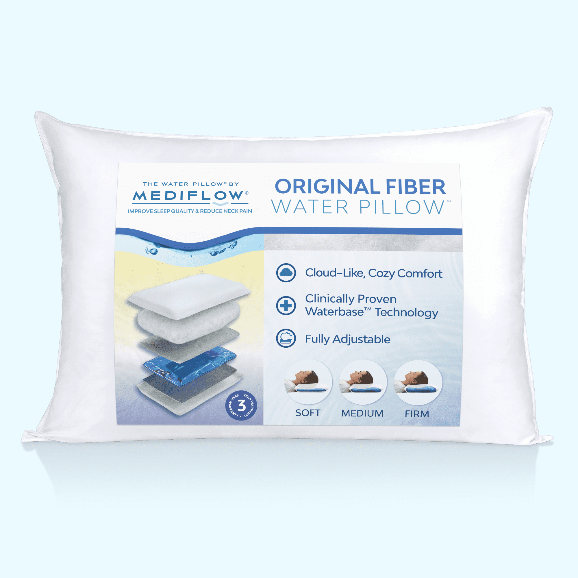 Fluffy Shredded Fiber Water Pillow: Adjustable Pillow for Neck Pain Relief, Pillow for Side, Back, and Stomach Sleepers, The Original... - Hotel Quality Plush Sleeping Pillows - Default Title