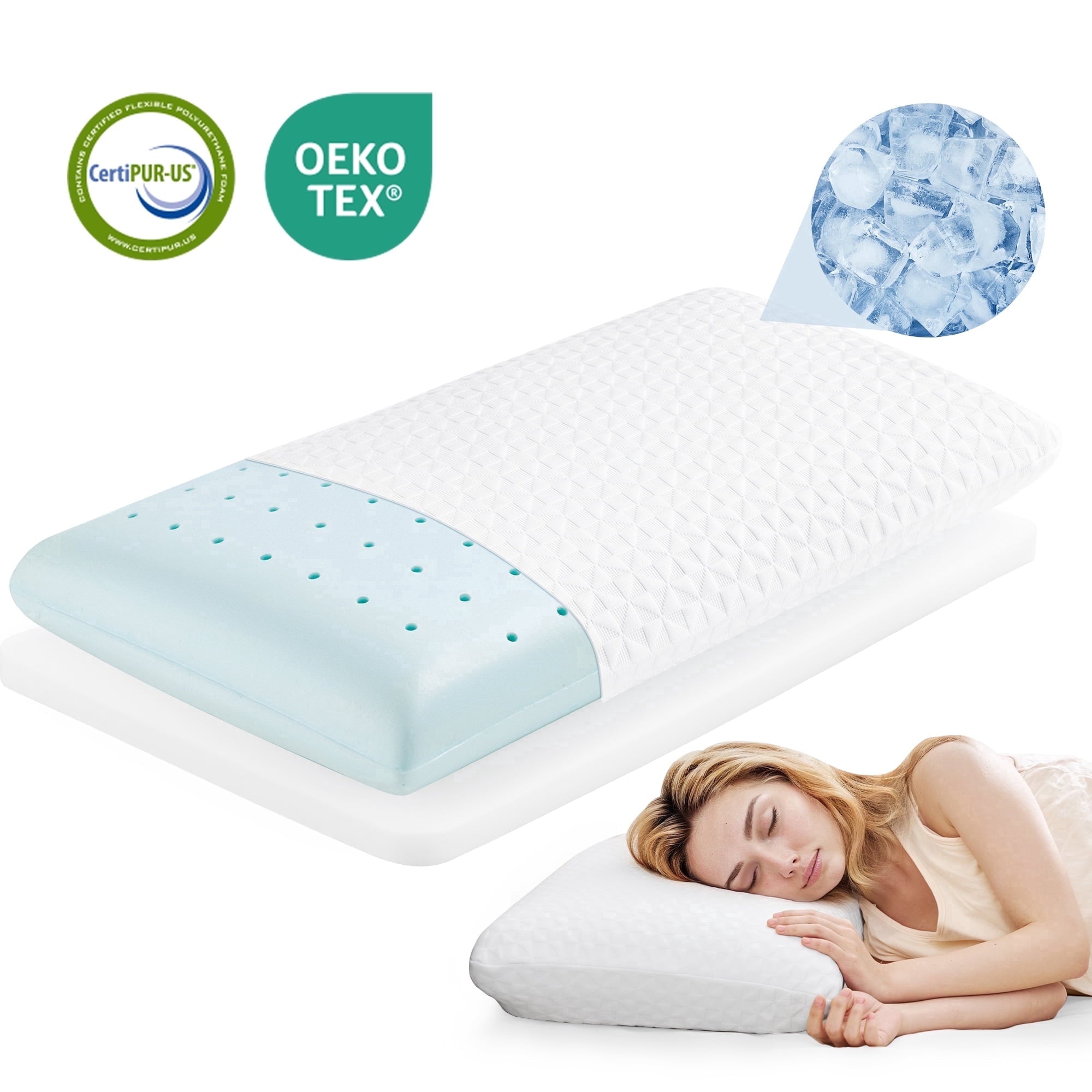 Hotel Collection Gel Memory Foam Pillow for Bed, Adjustable Height Bed Pillow with 0.8" Removable Insert, Ergonomic Neck Support for S... - Orthopedic Shredded Foam Bed Pillow Set - Default Title