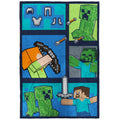 Reversible Sherpa Minecraft Kids Twin/Full Blanket, 62 x 90, Microfiber, Green and Blue - Cozy Fleece Throw Blanket for Couch & Bed - Default Title