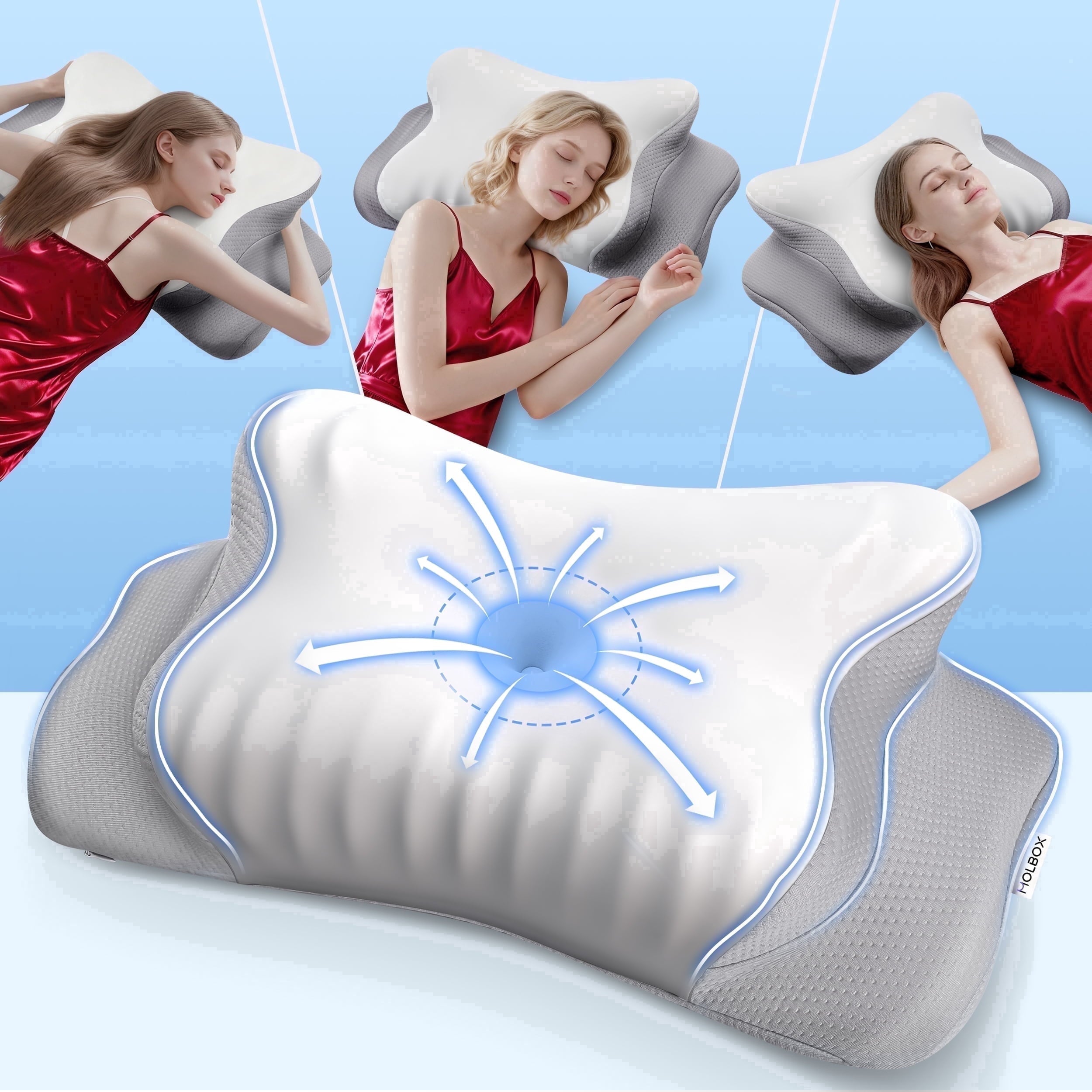 Ergonomic Memory Foam Ergonomic Cervical Pillows，Memory Foam Bed Pillow for Neck & Shoulder Pain Relief for Side Back Stomach Sleepers White - Hotel Quality Plush Sleeping Pillows - Default Title